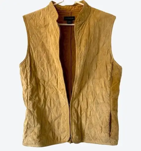 Ann Taylor Suede 100% Leather Body Lining 100% Cotton Dressy Tan Vest Size L