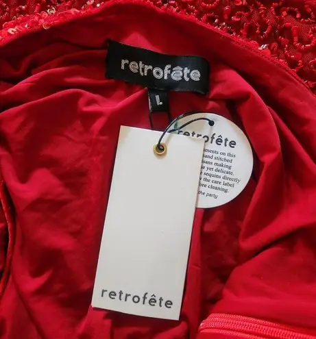 Retrofête Retrofete Billie Sequin Dress in Red Size Large Sleeveless Knee Length NWT