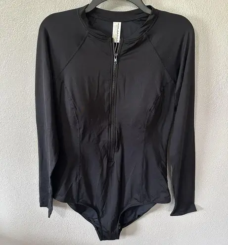 Sea Level Sz 12 Black Essentials Long Sleeve Multifit One Piece Swim Suit Zip Up