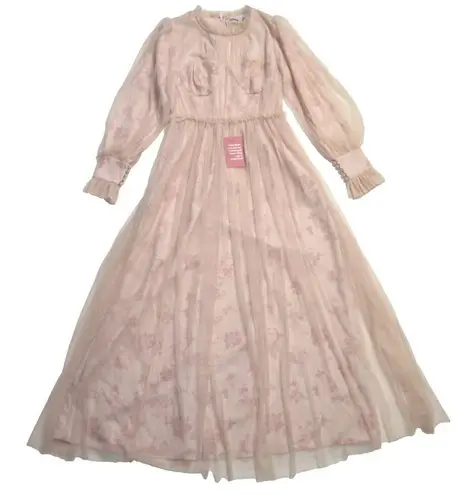 NWT Ivy City Co Last Songbird in Pink Floral Tulle Maxi Dress XS