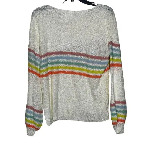 Love Riche  Sweater Size Small Cream Multi Color Stripes Acrylic Blend Womens Knit