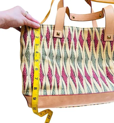 MZ Wallace super RARE vachetta leather handles and trim Tan red Patterned bag