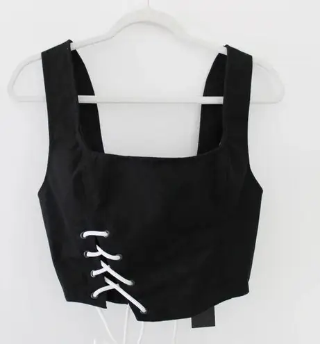 Del Luvra The Pia Denim Lace Up Corset Top NWT