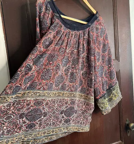 Plenty By Tracy Reese | Boho Flowy Knit Collar Wide Sleeve Blouse | Small