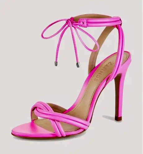 Schutz Yvi Heel Neon Pink NEW Sandal Size 8 Open Toe Party Barbie Designer