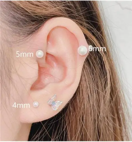 Flat Screw Back Pearl Flatback Earrings /Pearl Stud Earrings /Surgical Steel