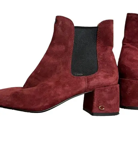 Coach Shoes  Tia Suede Ankle Bootie Wine Red Size 7