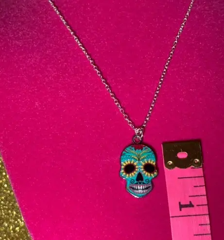 Boutique Sunflower Sugar Skull Necklace Sterling Silver 925 Kawaii Gothic Emo Halloween