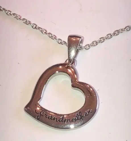 Grandmother Silver Tone Stainless Steel Grandmother Heart Pendant Necklace
