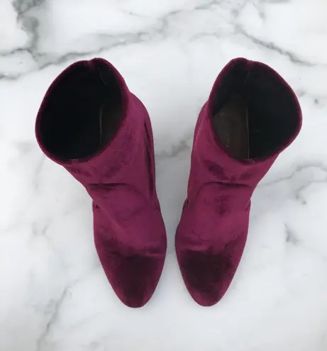 Aquazzura women’s So Me burgundy velvet ankle boot size IT 35 US 5