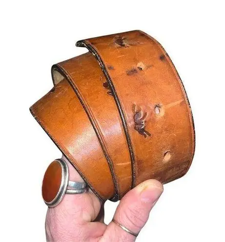 Red Ants Pants 100% Brown Leather Hand Made Belt By Kathy Hochstrat size 36