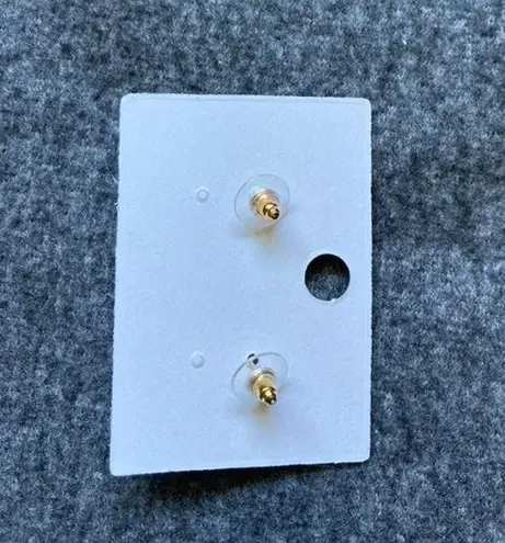 Dainty wire Gold Pearl Ball Earrings with Green Bow Korean Style Cute Gift NWT