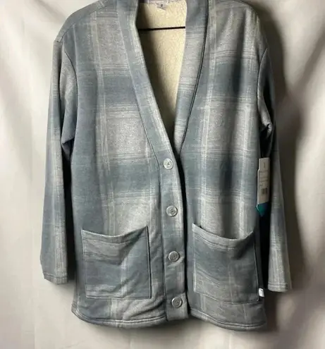 Free Country NWT LUXE+FLEECE WO SIZE MEDIUM GRAY PLAID SOFT FLEECE FUR LINED