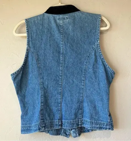 Vintage Vest Denim Velvet Western Embroidered Festival Y2K 90s Rachel Friends Blue Size L