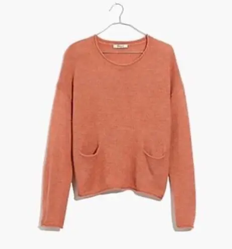 Madewell  Chelsea Pocket Pullover Sweater Pockets Alpaca Cropped Boxy Fit Peach S