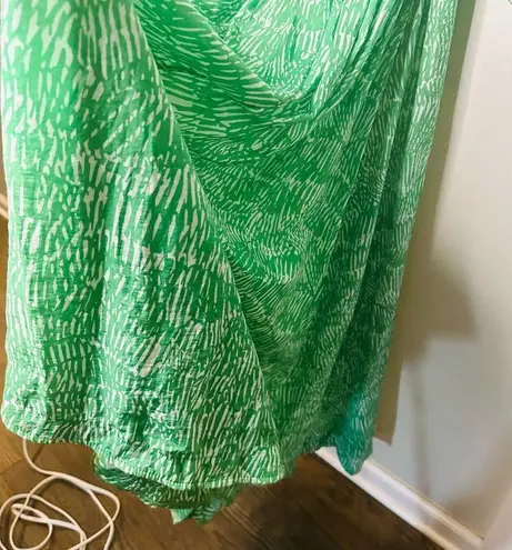 Jonathan Simkhai Adelaide Green Floral Print Satin Cutouts Maxi Dress size XS