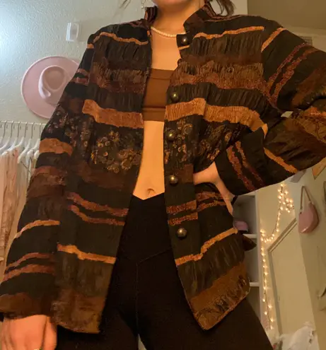 patterned patchwork jacket Black