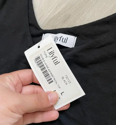Lilyful (NWT) Double Layered Asymmetrical Top Black (Large) going out date night