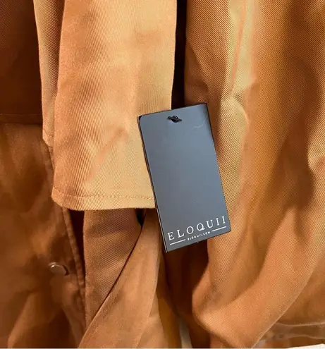 Eloquii Trench Coat Camel Tab Snap Button Front Knee Length Belted Sz 18/20 NWT