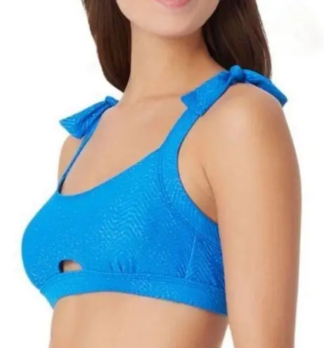 NWOT Sugar Beach Cobalt Blue Glitter Chevron Swim Bikini Set Sz Medium