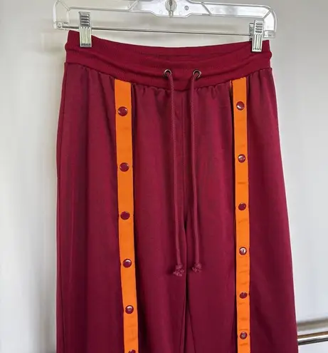 Missguided Streetwear Basketball Burgundy Red Athleisure Snap Front Pants Sz 4