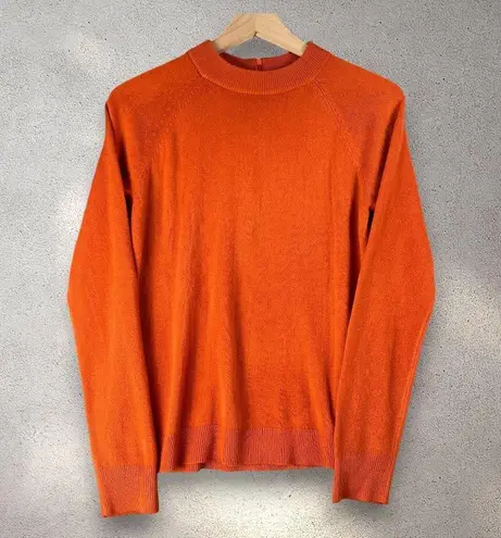 Karen Scott Zip-Back Mock Neck Sweater Womens M Orange Cozy Fall Pumpkin Minimal