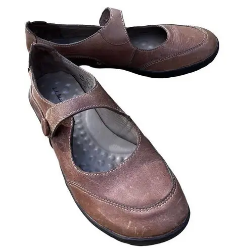 L.L.Bean  Shoes Brown Leather Slip on Mary Jane Women Size 9.5M