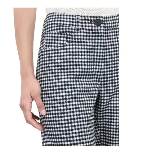 The Kooples Check-Pattern Wool-Blend Trousers FR Size 36/US 4 NWT Black/White