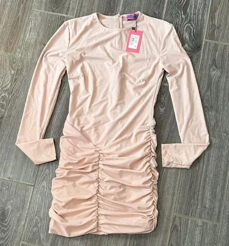 Edikted Blush Long Sleeve Ruched Dress