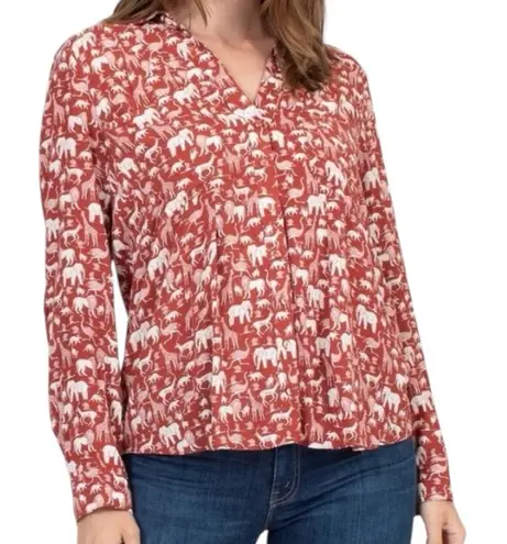 Maeve Anthropologie Casia Safari Animal Print Button Up Blouse Top Sz 2 Novelty