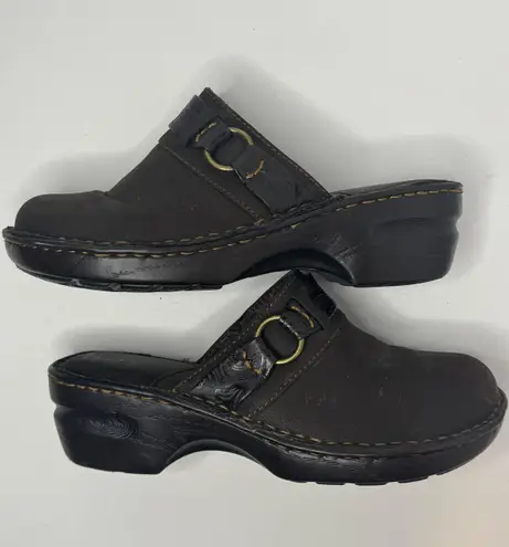 Born concept B.O.C Brown Leather Mules Size 9M