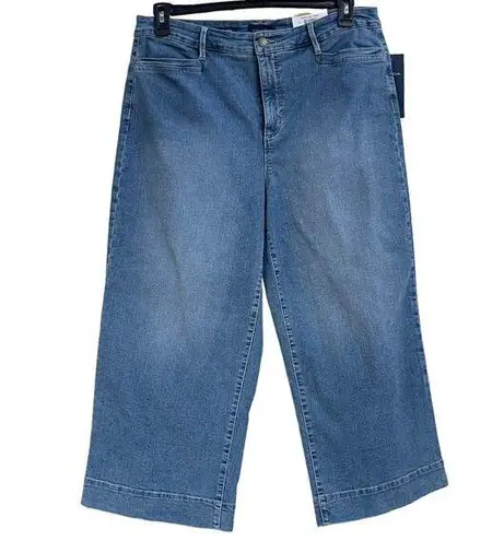 Charter Club SZ 14 Wide Leg Crop Jeans High-Rise Stretch Pockets Tummy Slimming