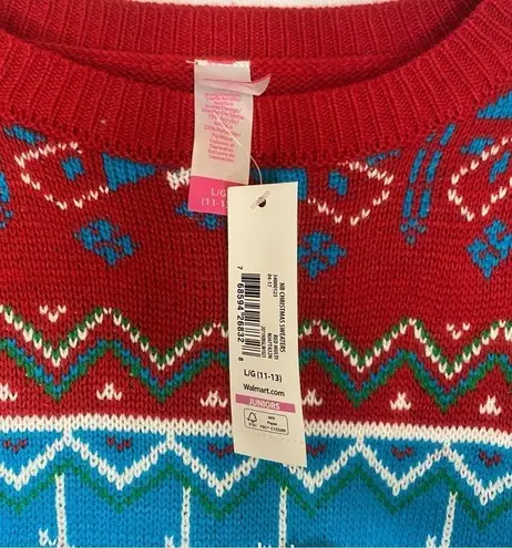 No Boundaries NEW Ugly Christmas Sweater Holiday Santa Ho Ho Ho Garland Top L Red Size undefined