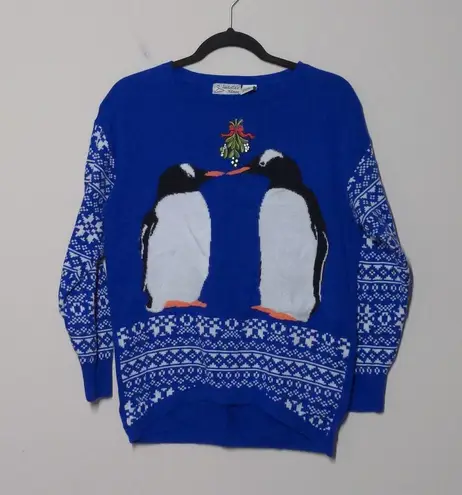 Isabella's Closet Penguins Kissing Under Mistletoe Ugly Christmas Sweater Large
