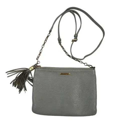 GiGi New York Chelsea Crossbody Gray Leather Slim Clutch Removable Chain Strap