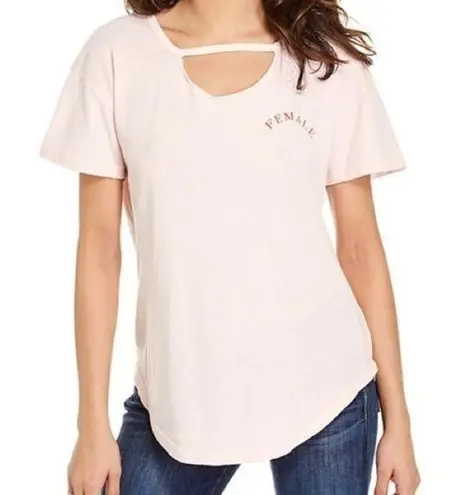Good hYOUman Female light pink relaxed fit cut-out distressed t-shirt