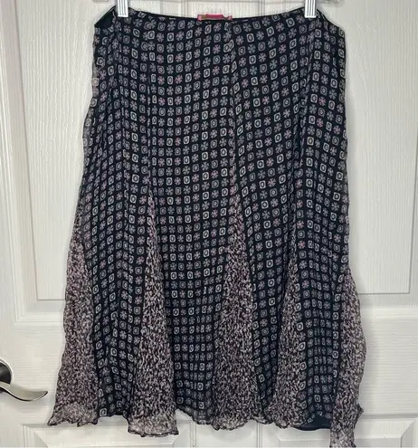 Sunny Leigh Woman Sz 14 W 100% Silk A-line Skirt Midi Length