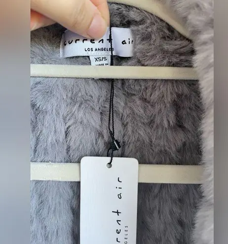 Current Air - Anthropologie | Draped Collar Faux Fur Vest in Gray - NWT