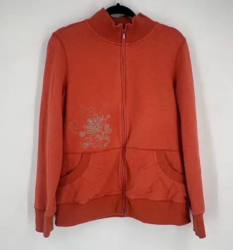 Royal Robbins Royal Robbin’s Women’s Full Zip Sweatshirt SZ L Embroidered Pumpkin Spice Orange