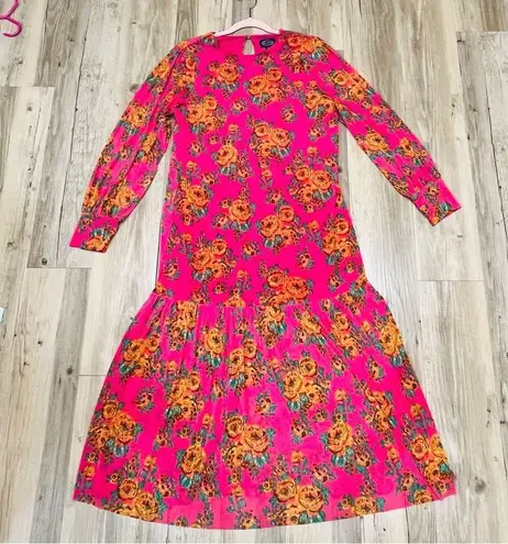 Scoop Women’s Long Sleeve Midi Dress with Ruffle Hem size small