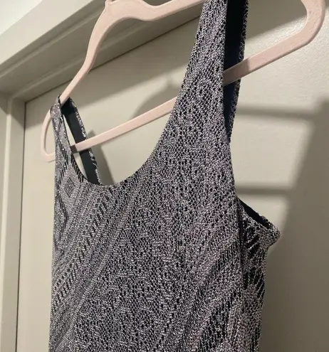 Slny VTG 90s Silver Metallic Lace Crochet Fringe Maxi Midi Dress - 2