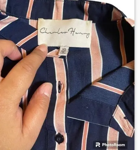 Charles Henry
Short Sleeve Stripe Button Down Dress