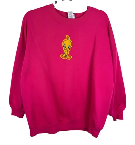 Looney Toons Vintage 1997 Pink Tweety Bird Crew Neck Sweatshirt Size 14W 16W