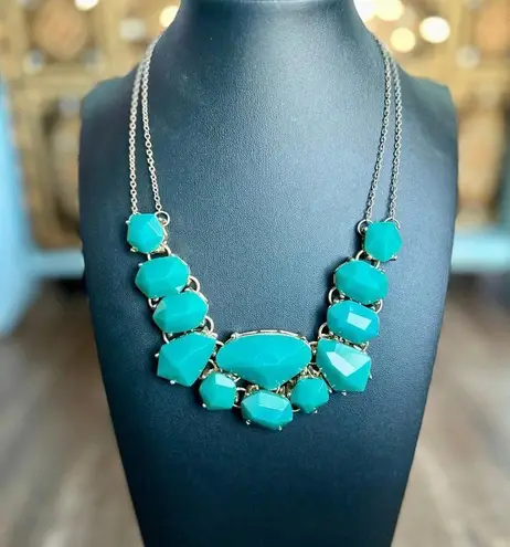 Teal Chunky Gemstone Statement Necklace Beach Vibes Blue