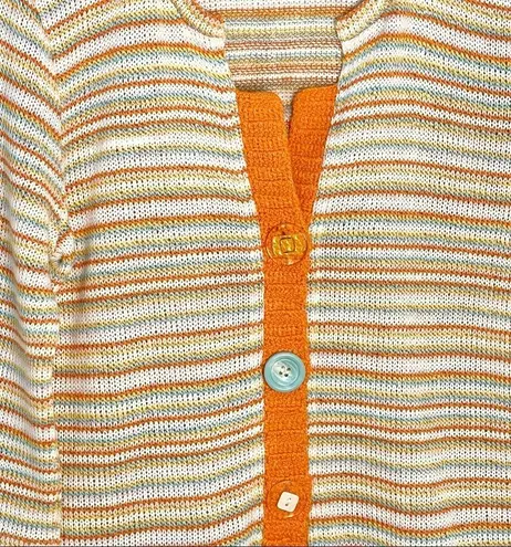Per Una vintage colorful striped 3/4 sleeves knit cardigan sweater size L Size L