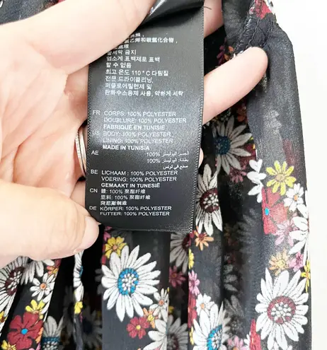 Sandro Black Floral Sheer Maxi Dress