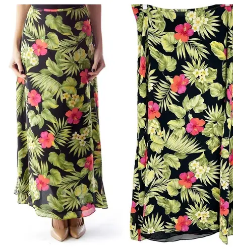 Ralph Lauren Lauren  LRL Womens 100% Silk Tropical Floral Maxi Skirt Size 12