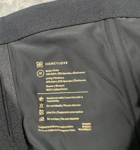 Honeylove Shapewear 1X Black SuperPower Girl Short Compression Shaping Smoothing