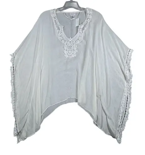 Melrose & Market Poncho Womens One Size White Kimono Blouse Fairycore Boho Chic