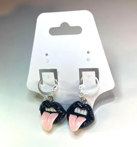 Unique Vintage Gothic Black and pink lips goth earrings , Y2K Grunge Boho drop and dangle earrings Multiple